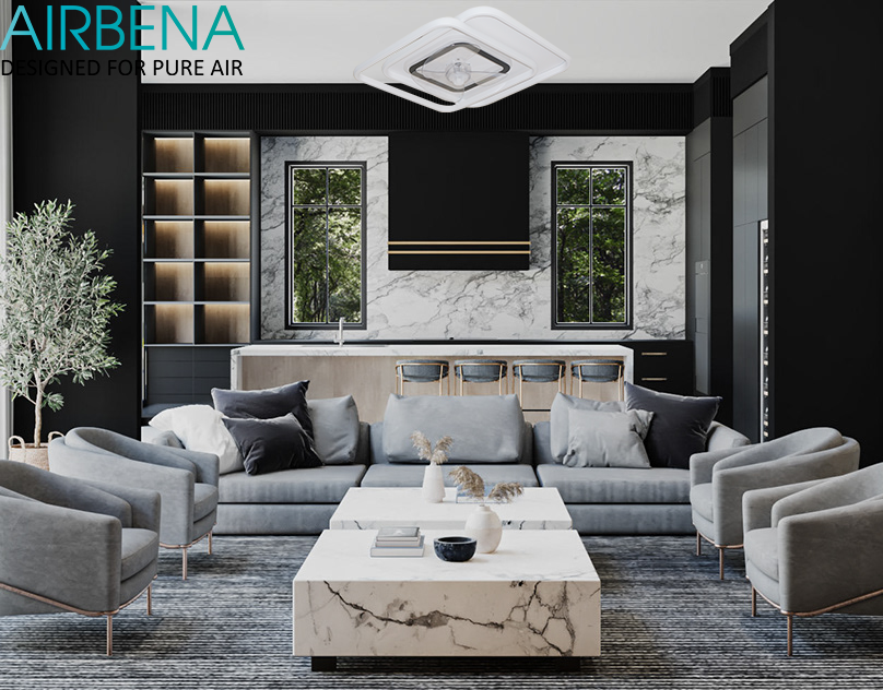 Airbena LED Ceiling Light for Living Room Ultra-thin Fan Light Modern Minimalist Bedroom Dining Round Lamp