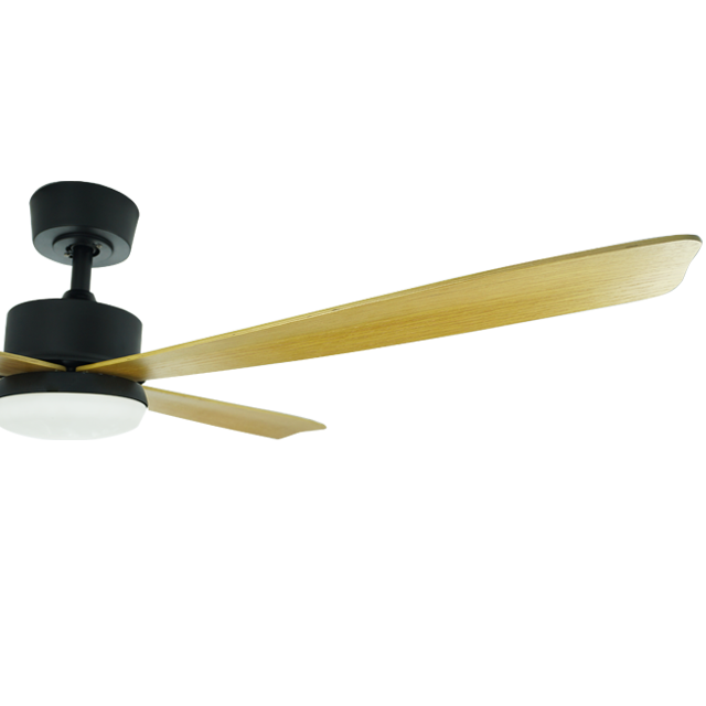 Simple Four Leaf Wood Grain Color Ceiling Fan with Remote Control